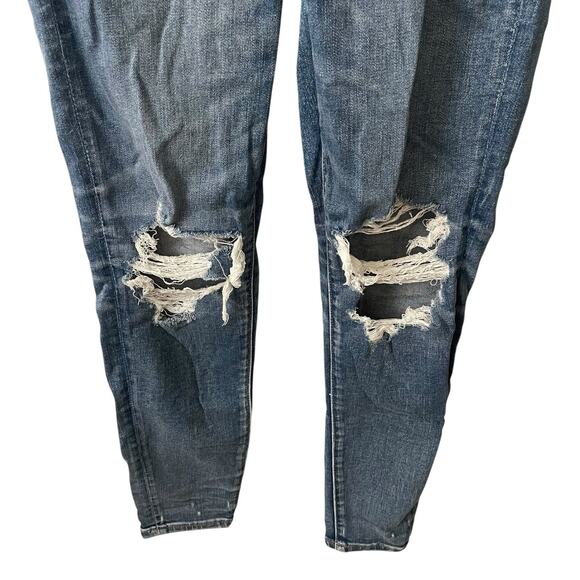 American Eagle Womens 4 Regular HiRise Jegging Distressed Dark Blue Stretch - Picture 4 of 7